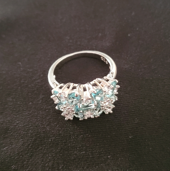 FREE Beautiful 925 Sterling Silver Sapphire & White Topaz Gemstones Ring - Picture 7 of 12